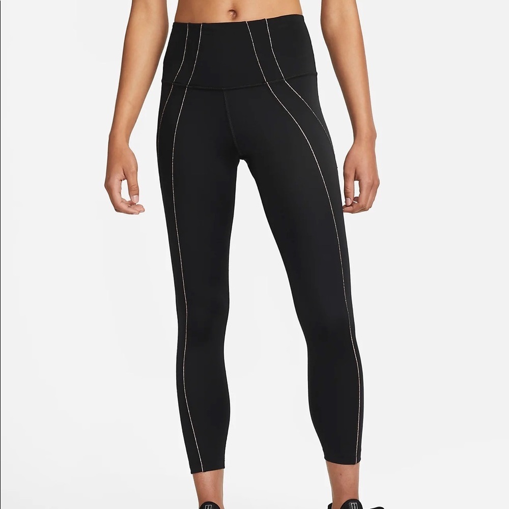 Nike Yoga Dri-Fit Women’s High-Waisted 7/8 Metallic Trim Leggings